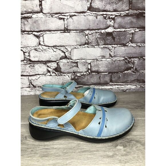 Naot Sky Blue Leather Mary Jane Strap Clogs Comfort Shoes Women Sz 38EU/7.5M US - Picture 15 of 16